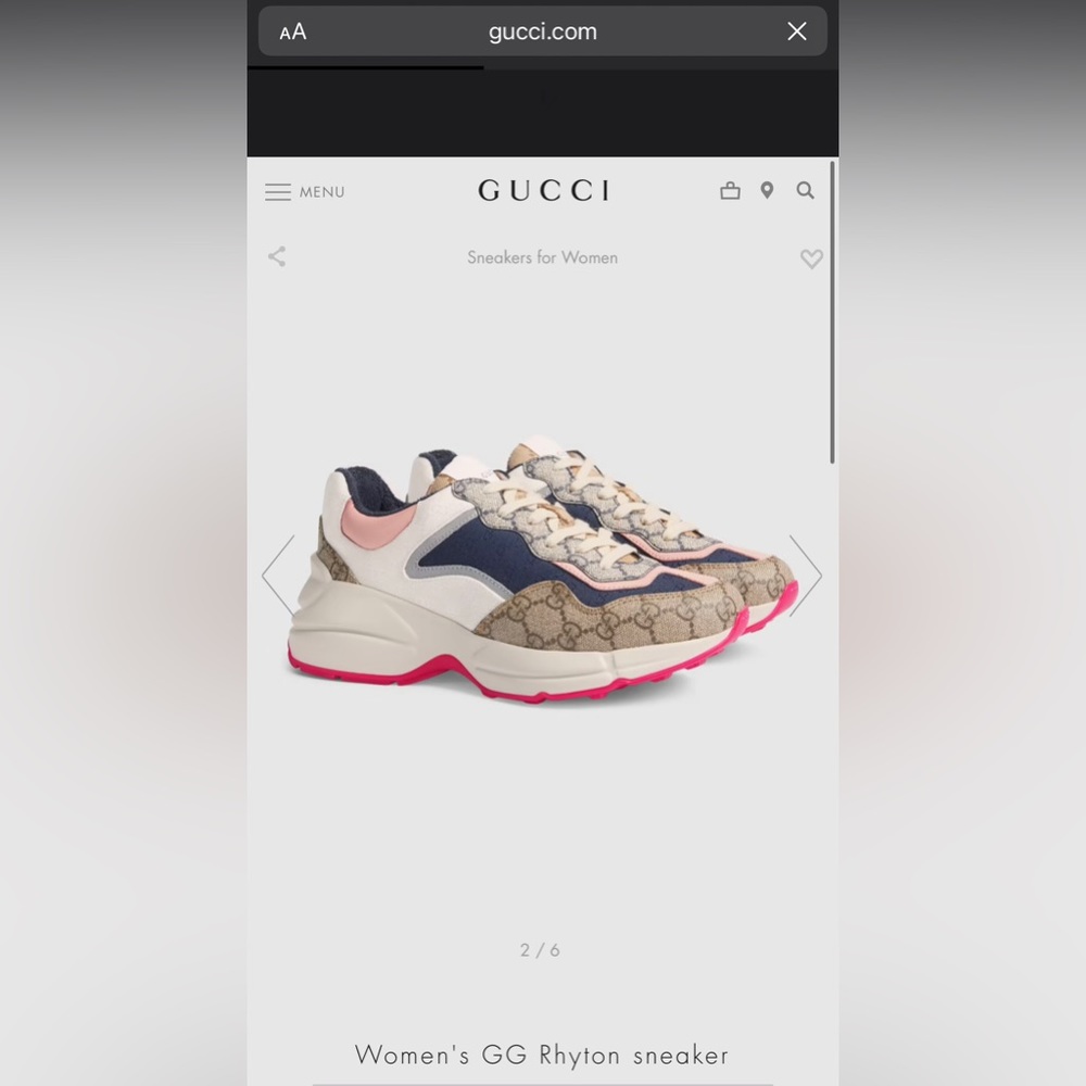 Women's GG Rhyton sneaker Size 40 (firm w/price)